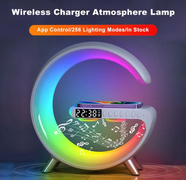 G Shaped LED Lamp Bluetooth Speaker Wireless Charger