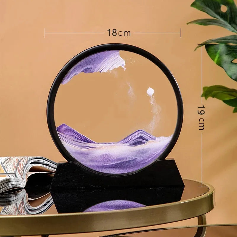 3D Moving Sand Art Picture Round Glass Deep Sea Sandscape